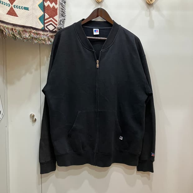 00s Russell 러셀 스웨트 집업 자켓 블랙 2XL