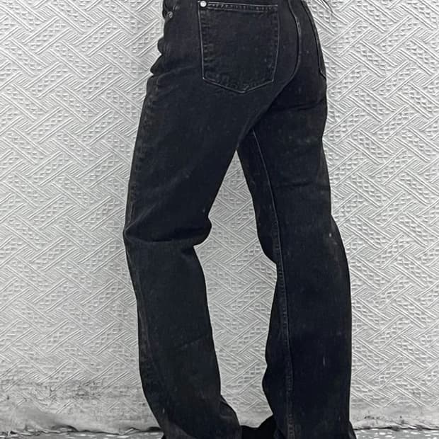 모드나인 고양이패치 모던시크 흑청 데님팬츠 28인치 C08628