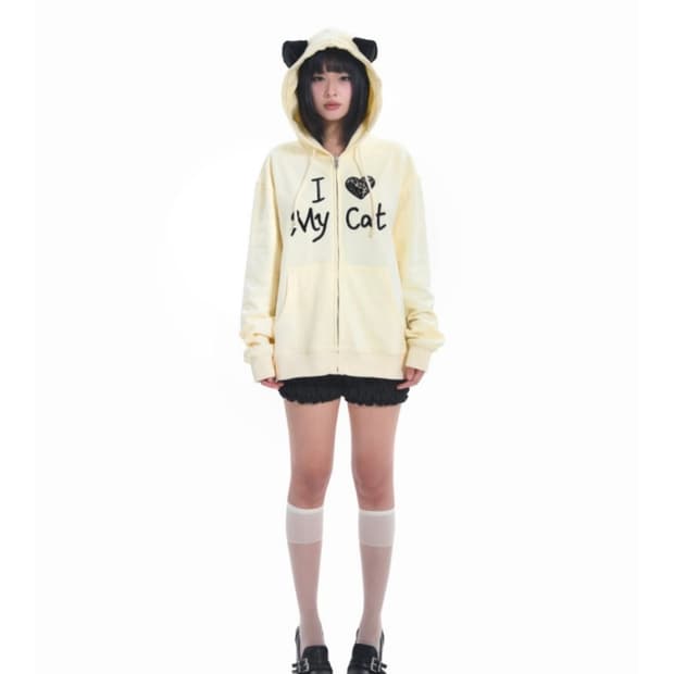 Eatmeplz 고양이 귀 후드집업