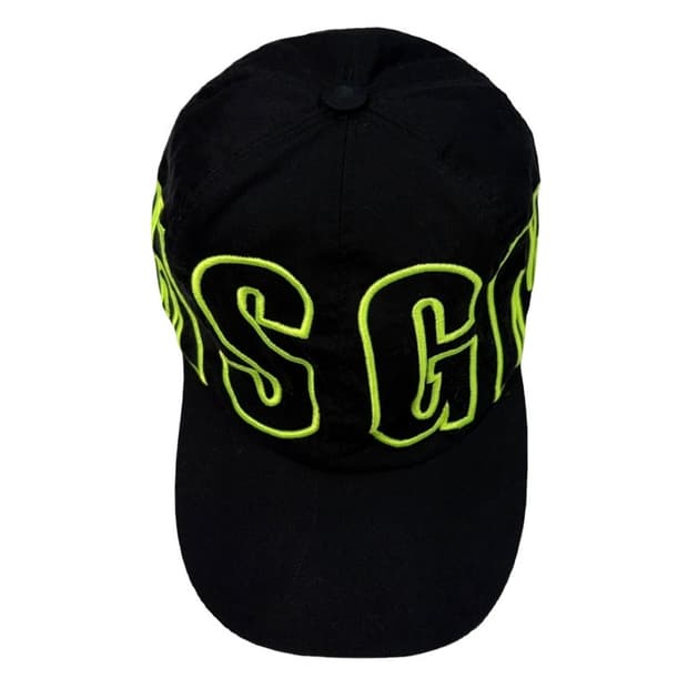 MSGM 블랙 네오그린 코튼 베이스볼 캡