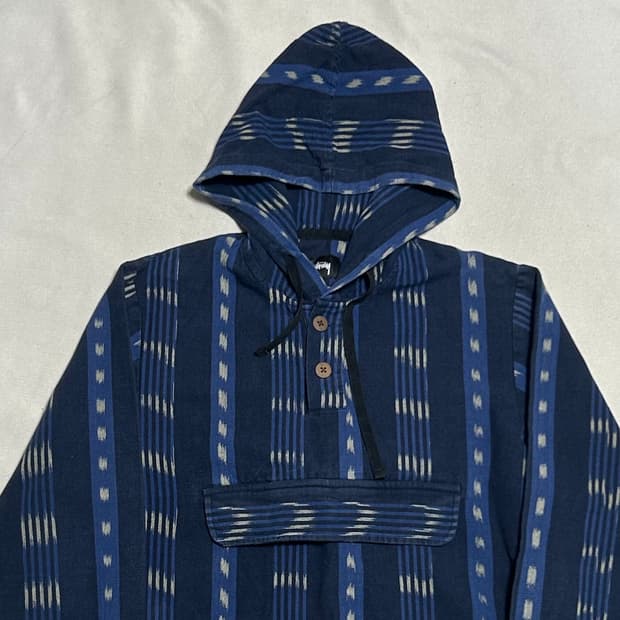 M 스투시 나바호 스웻 블루 아노락