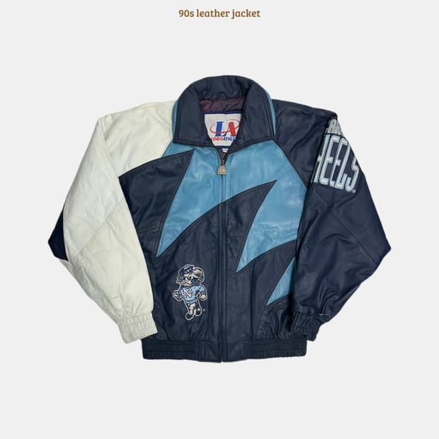 Logo Athletic 90s shark tooth 가죽 바시티자켓
