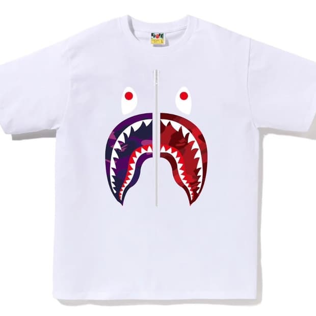 베이프 컬러 카모 세퍼레이트 샤크 반팔 티셔츠