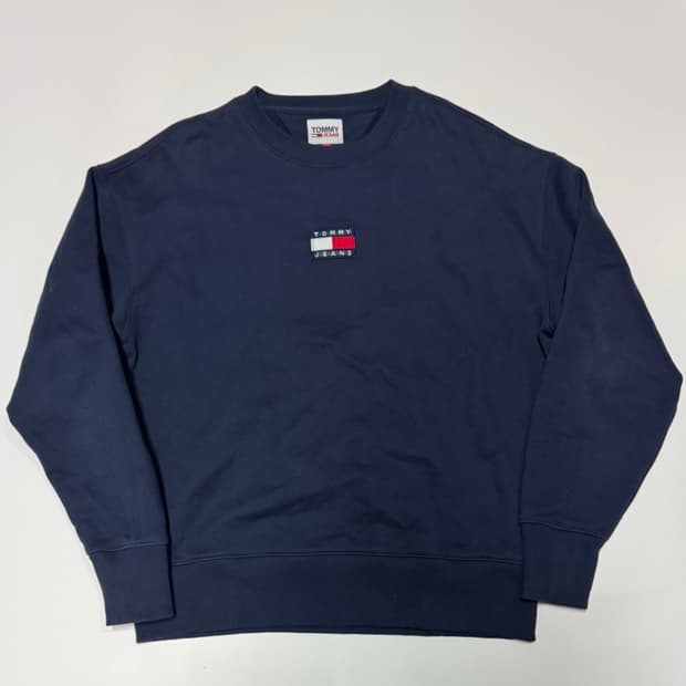 타미 Tommy 진스 샌터 로고 네이비 맨투맨 M
