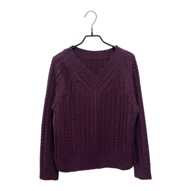 빈티지 브이넥 꽈배기 니트