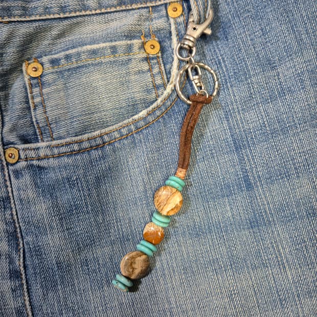 도화석-터키석-가죽끈 열쇠고리