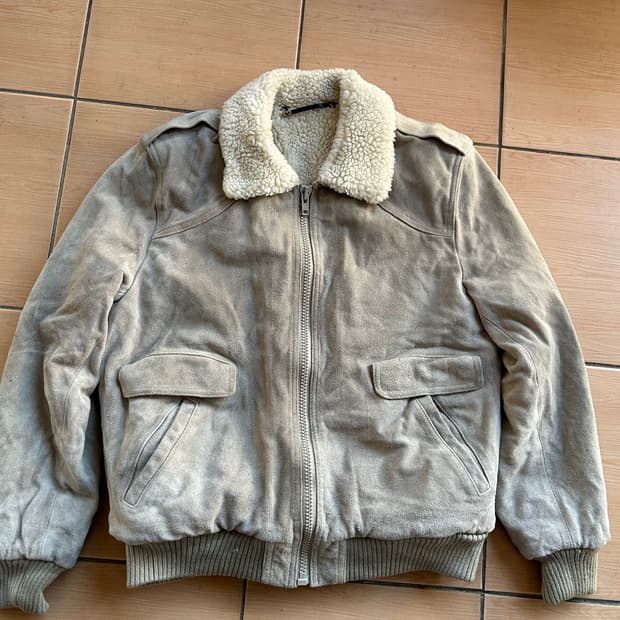 빈티지 소가죽 스웨이드 봄버자켓