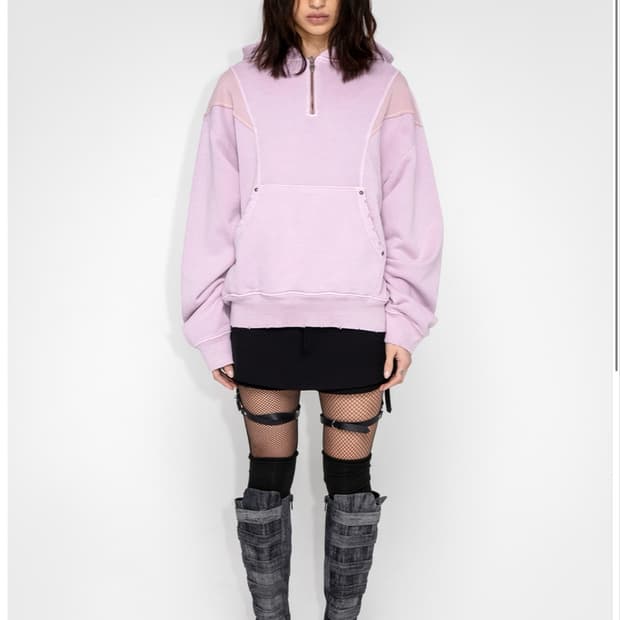 Leey embroidered cut off hoodie 후드티