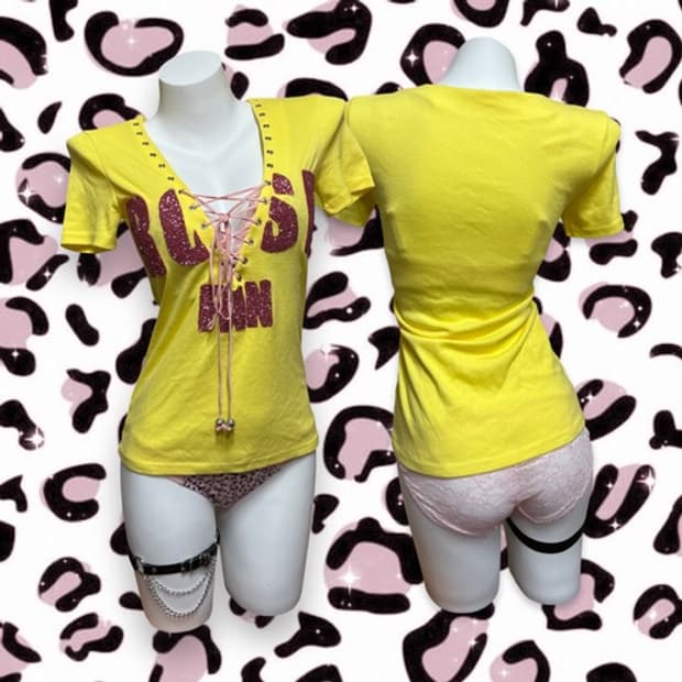 Rose fanfan corset v neck yellow gliter 
