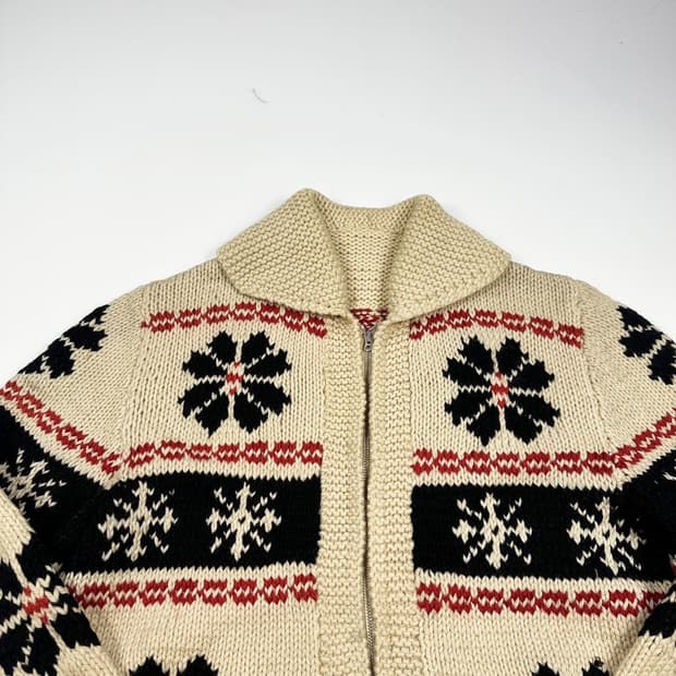 VTG 빈티지 눈꽃 아이보리 코위찬 니트 (L)