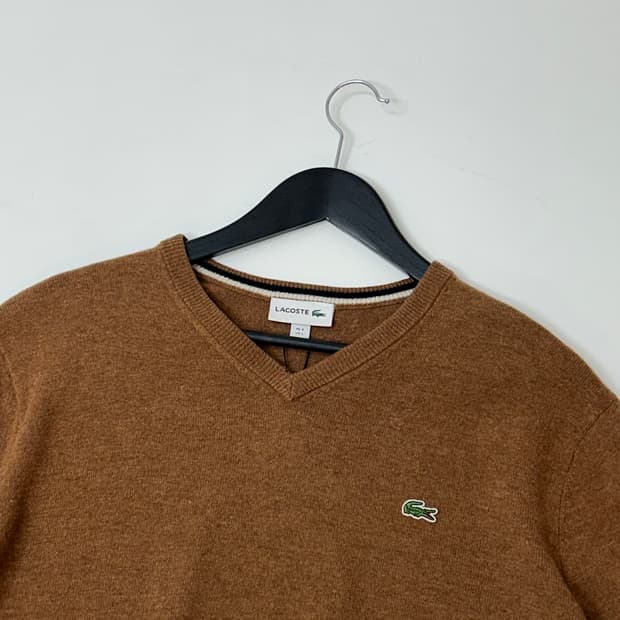 Lacoste 라코스테 브라운 V넥 울 니트