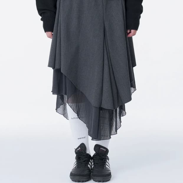 Unbalanced layered skirt CHARCOAL