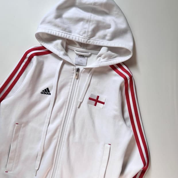Adidas 아디다스 잉글랜드 화이트-레드 후드 트랙탑