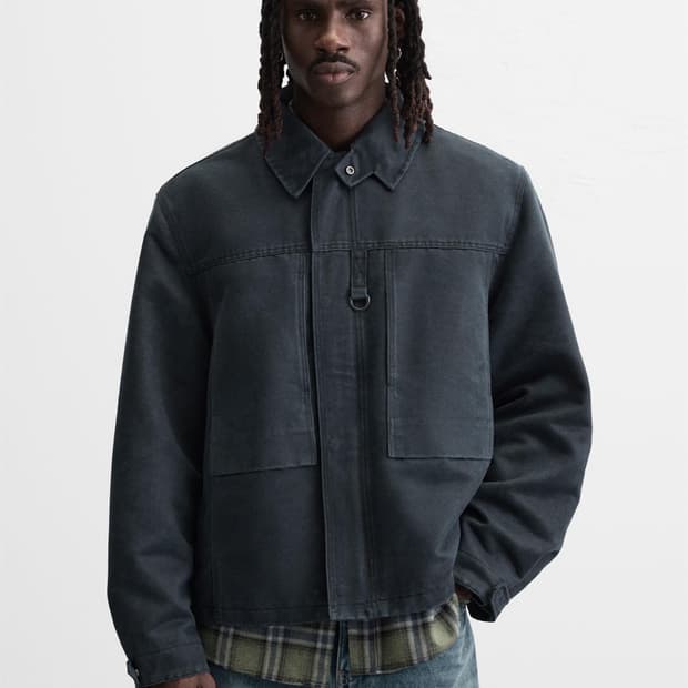 새제품/ ZARA / 왁스 자켓 네이비