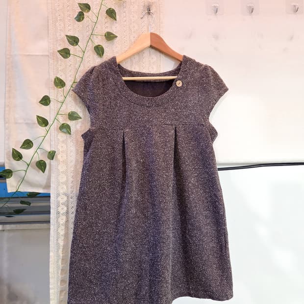 초코브라운 반팔 니트 탑