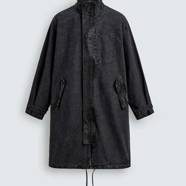 자라 워시드 데님 릴렉스드핏 코트 M