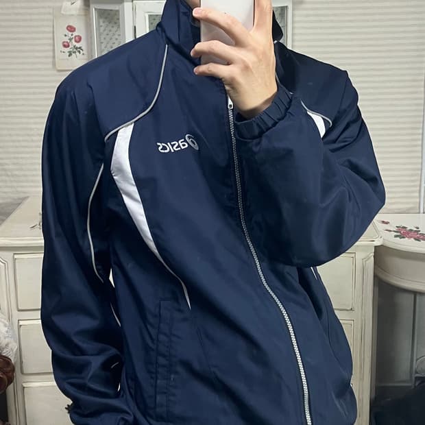  빈티지 아식스 네이비 바람막이 835 y2k 스트릿 모리 갸루 일본빈티