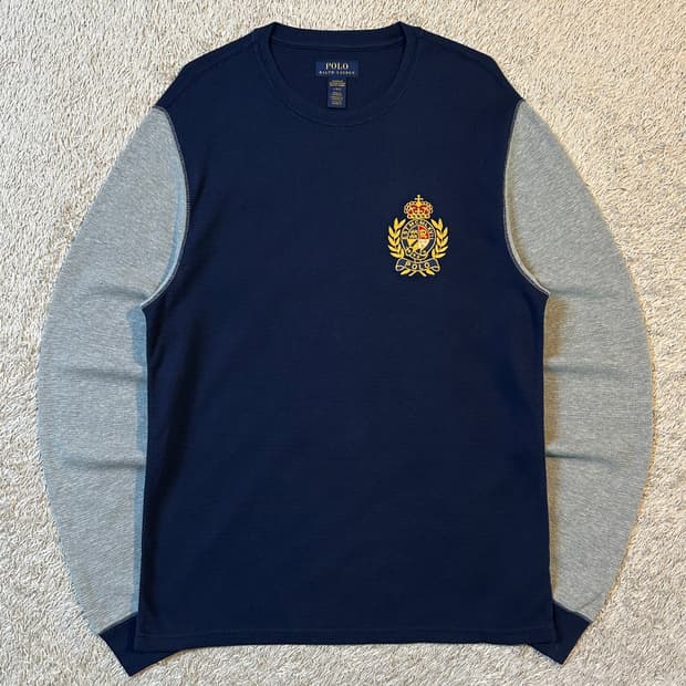 폴로 랄프로렌 신형 크레스트 로고 배색 와플 니트 롱슬리브 긴팔
