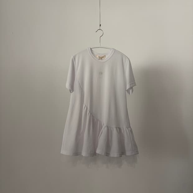 Tulle Layered Shirring Blouse