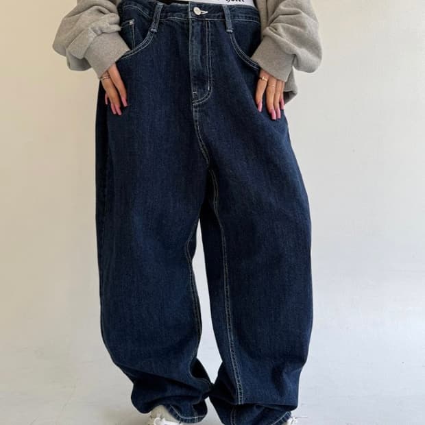 더미스테리어스호텔 딥블루 배기 진 1사이즈