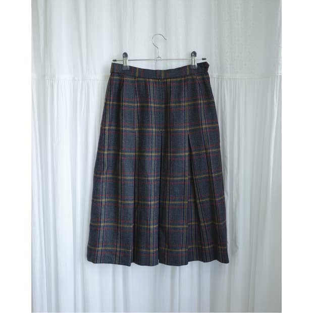 Vintage check pleats skirt