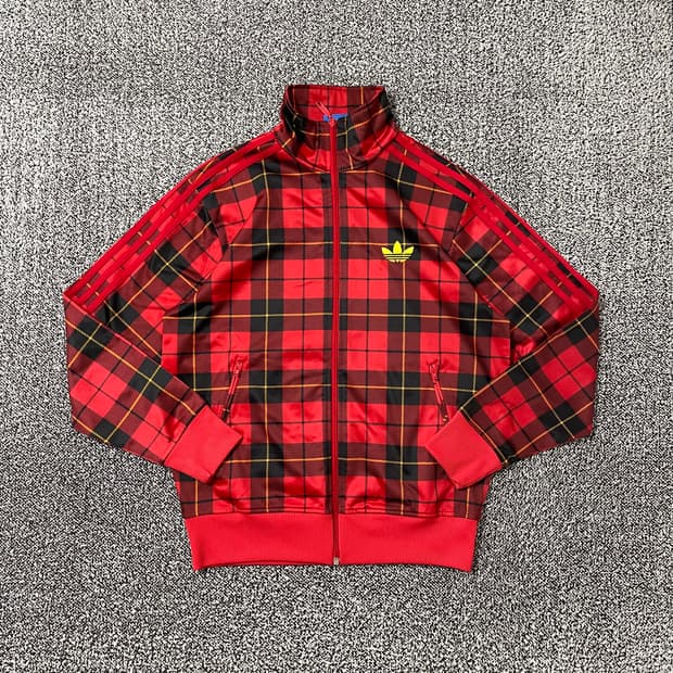빈티지9. 아디다스 플란넬 풋볼 체크 져지 트랙탑 트레이닝 상의 레드