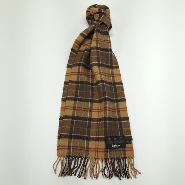 MX328 바버 브라운 타탄체크 램스울 목도리 머플러