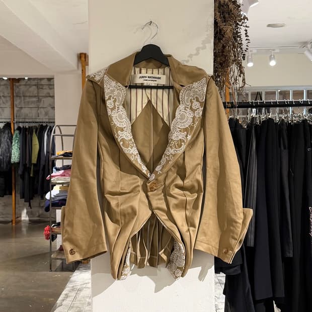 준야 와타나베 베이지 07ss 자수 캔버스 블레이저 