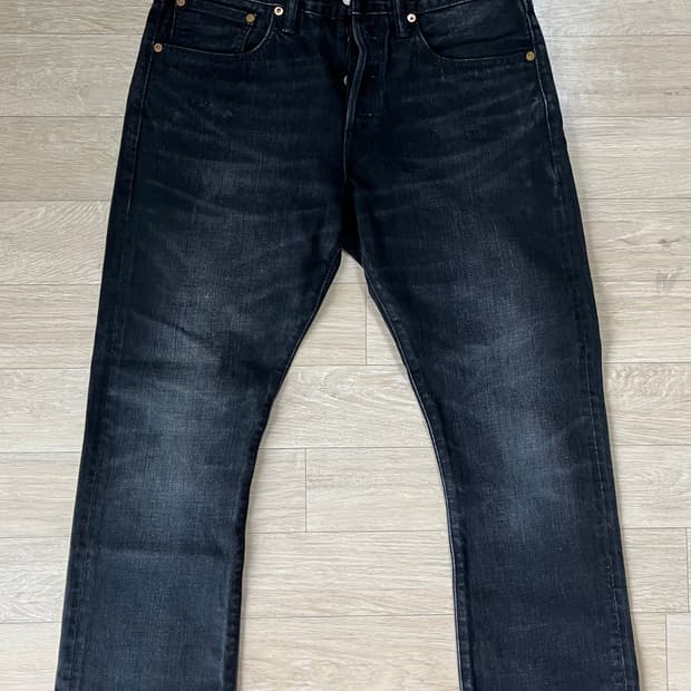 RRL 슬림 부트 디스트레스트 셀비지