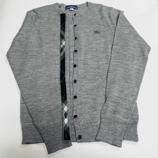 (앙상블 세트)버버리 블루라벨 그레이 가디건 니트 앙상블 세트