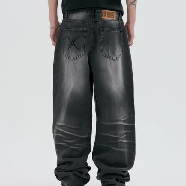 하프보일드 로고 데님 팬츠