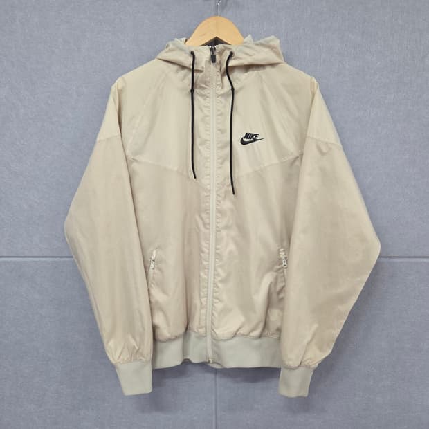 나이키(NIKE) 로고 후드 바람막이 자켓 베이지