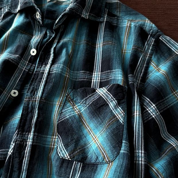 Natural cotton check point H/S shirt