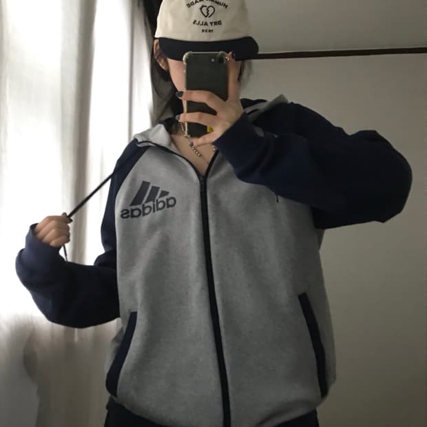아디다스 네이비 그레이 나그랑 후드집업