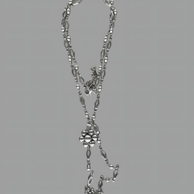Silver flower drop necklace