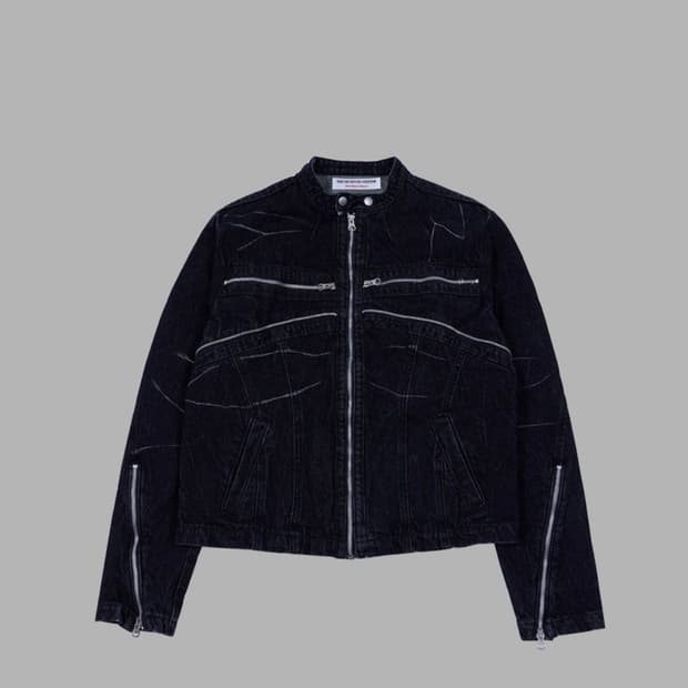 THE MUSEUM VISITOR DENIM BIKER JACKET