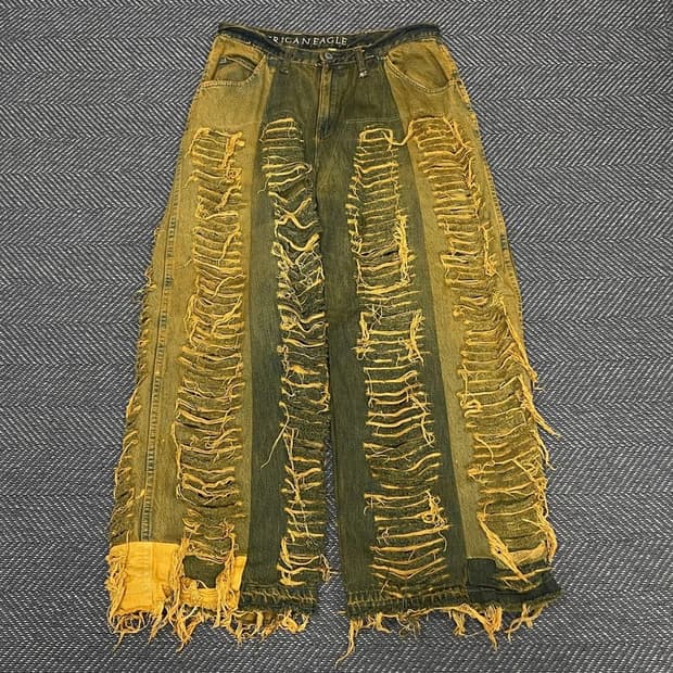 아메리칸 이글 옐로 데님 커스텀 팬츠 v0147