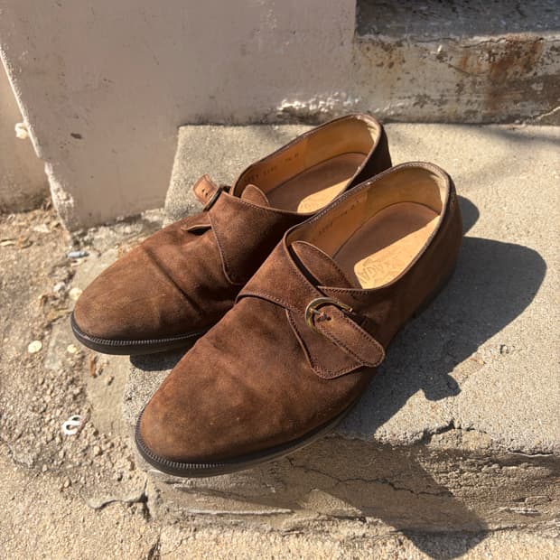 페라가모 스웨이드 더블 몽크 스트랩 슈즈 255