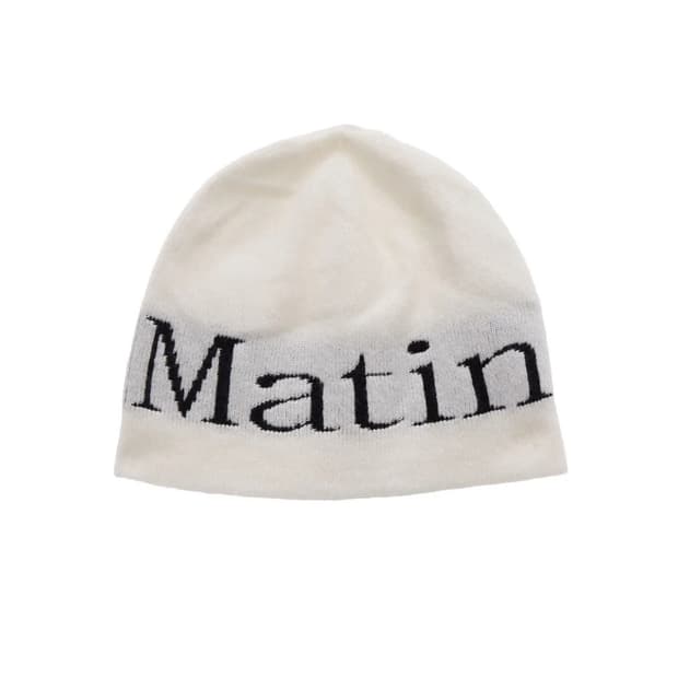 마뗑킴 로고 자카드 숏 비니 화이트