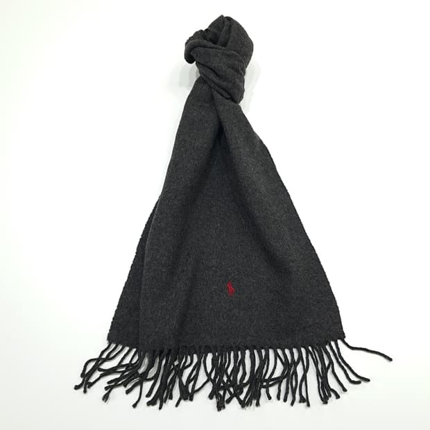 MX322 폴로 랄프로렌 차콜그레이 램스울 목도리 머플러