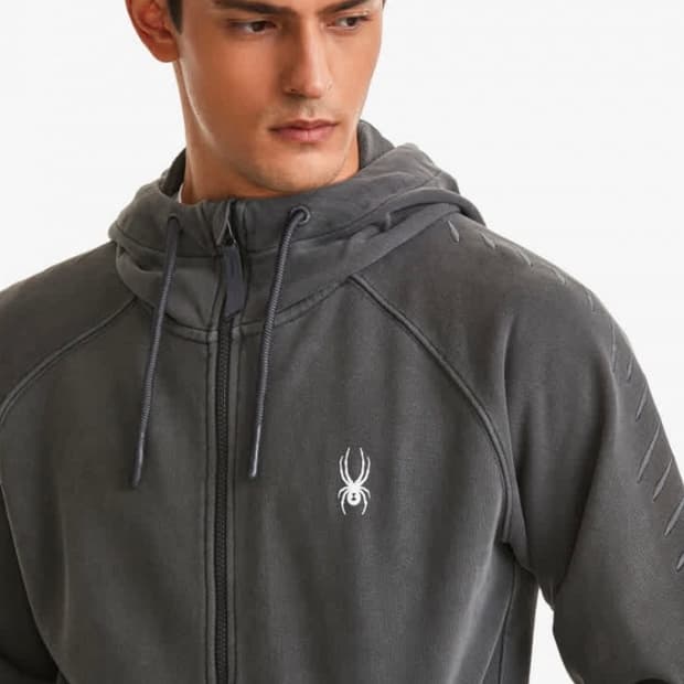 스파이더(SPYDER) 21FW 가먼트 워싱 디테일 자수 후드집업 