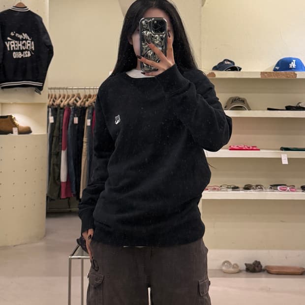 메종키츠네 폭스헤드 블랙 스웻 셔츠 U1309