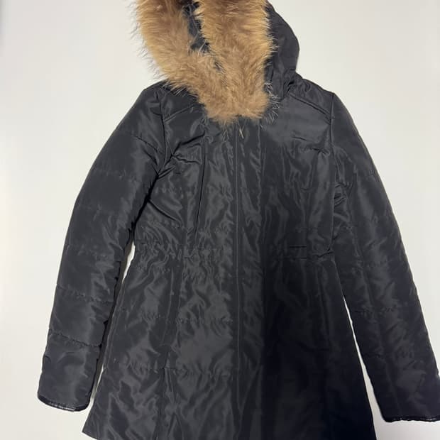 여성 에고이스트 라쿤 퍼 경량 패딩 점퍼 S 블랙