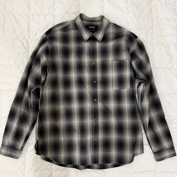 비이커 옴브레 타탄체크 셔츠 블랙