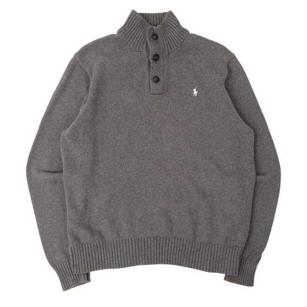 폴로 랄프로렌 챠콜그레이 버튼업 니트 스웨터