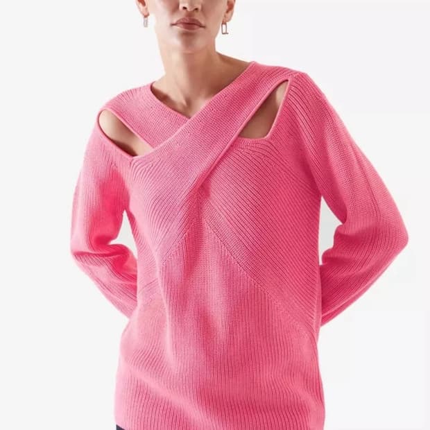 코스 컷아웃 꼬임니트 핑크 S