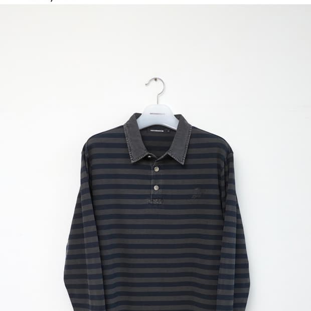 해칭룸 vtg stripe polo tee blue