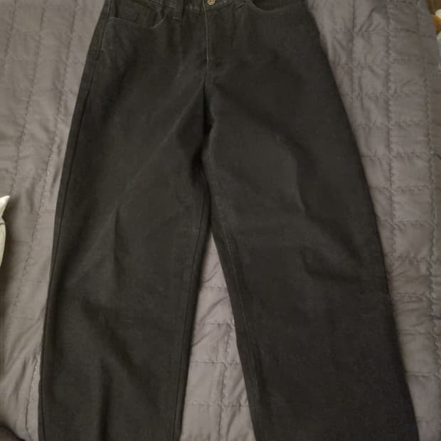 Essential Relaxed Denim Pants (Black) S