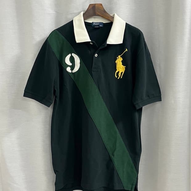 정품 폴로랄프로렌 빅포니 숫자 카라 반팔티 L