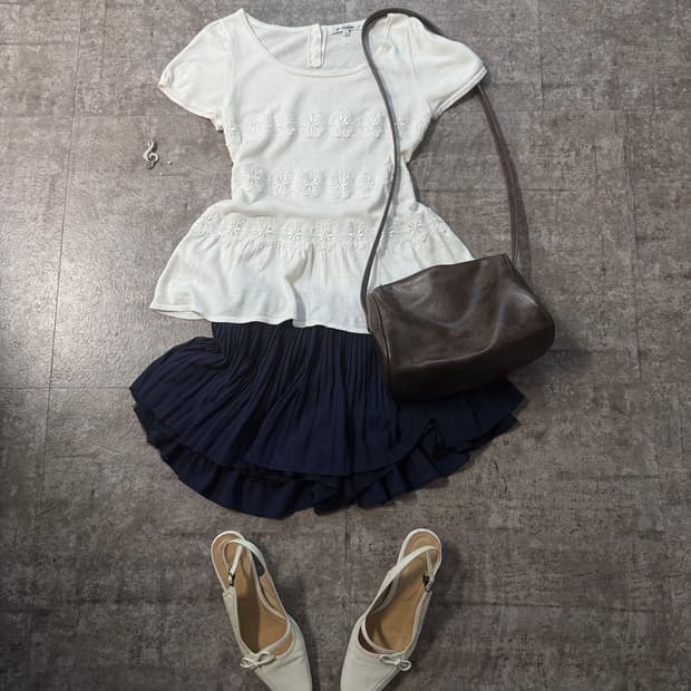 플라워 모티프 탑 큐롯 팬츠 2pcs SET